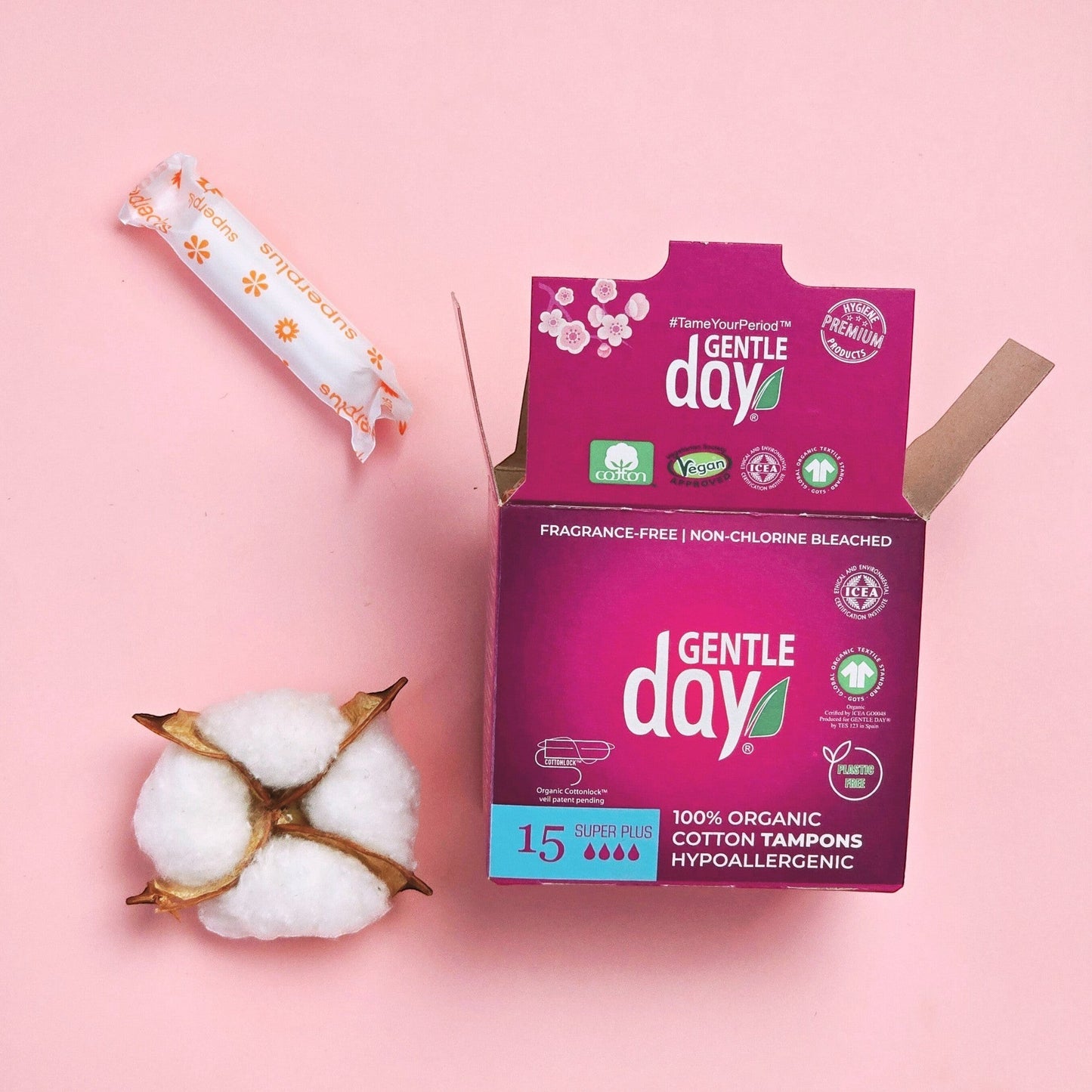 Gentle Day® Organic Cotton Super Plus Tampons