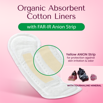 Organic Cotton Absorbent Liners with FAR-IR Anion Strip