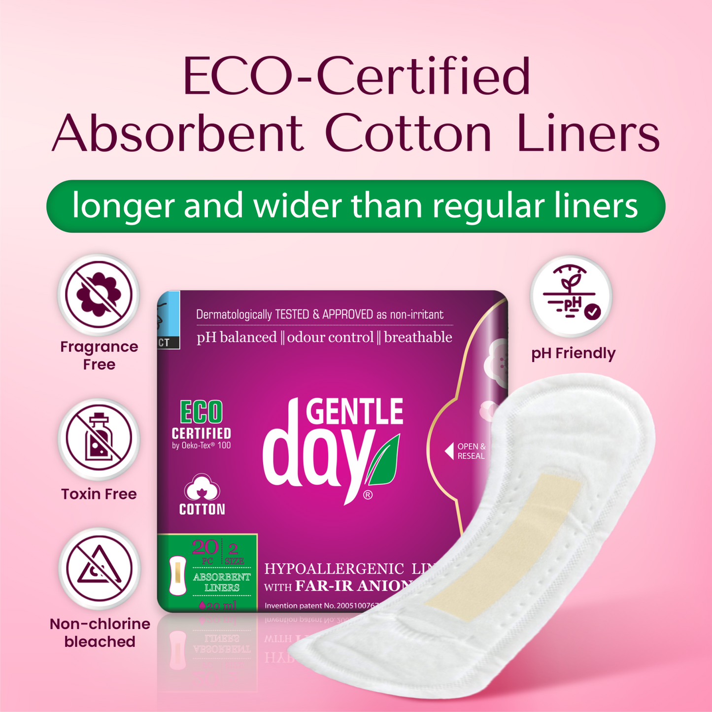 Organic Cotton Absorbent Liners with FAR-IR Anion Strip