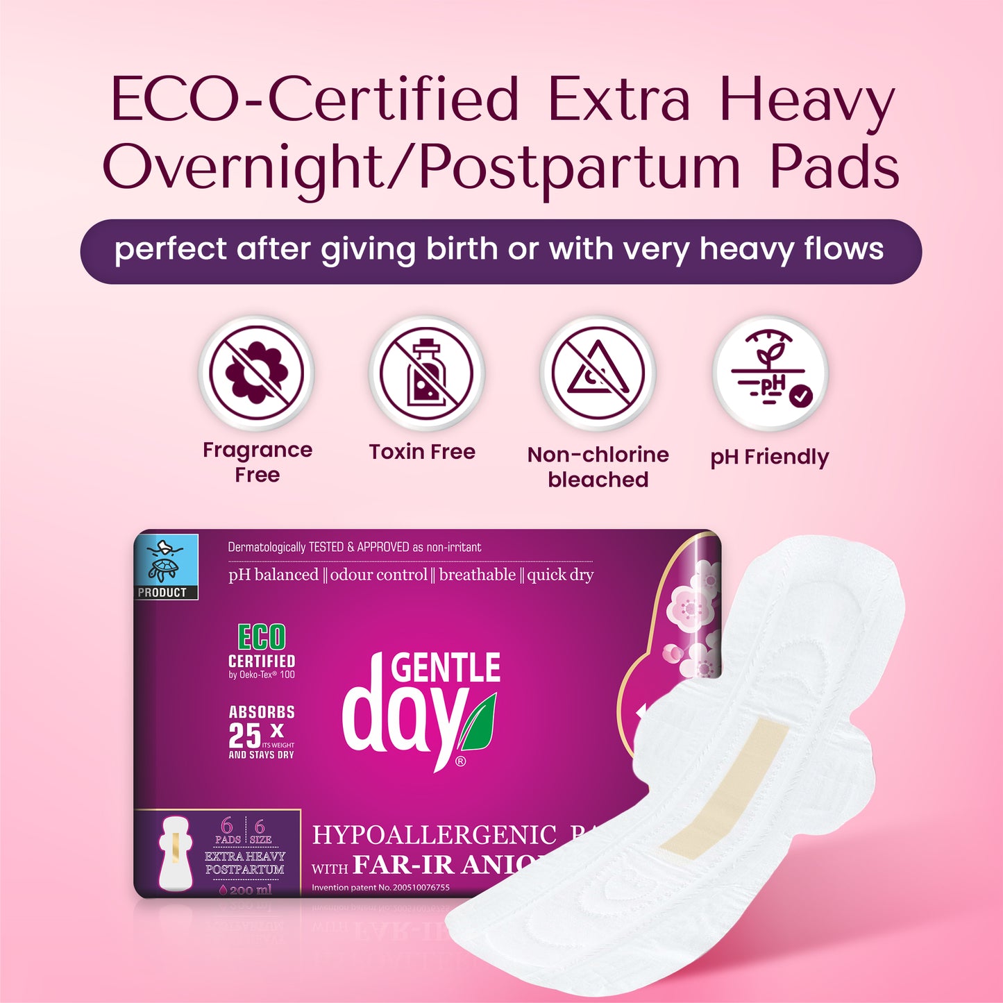 Organic Extra Heavy / Postpartum pads with FAR-IR ANION strip