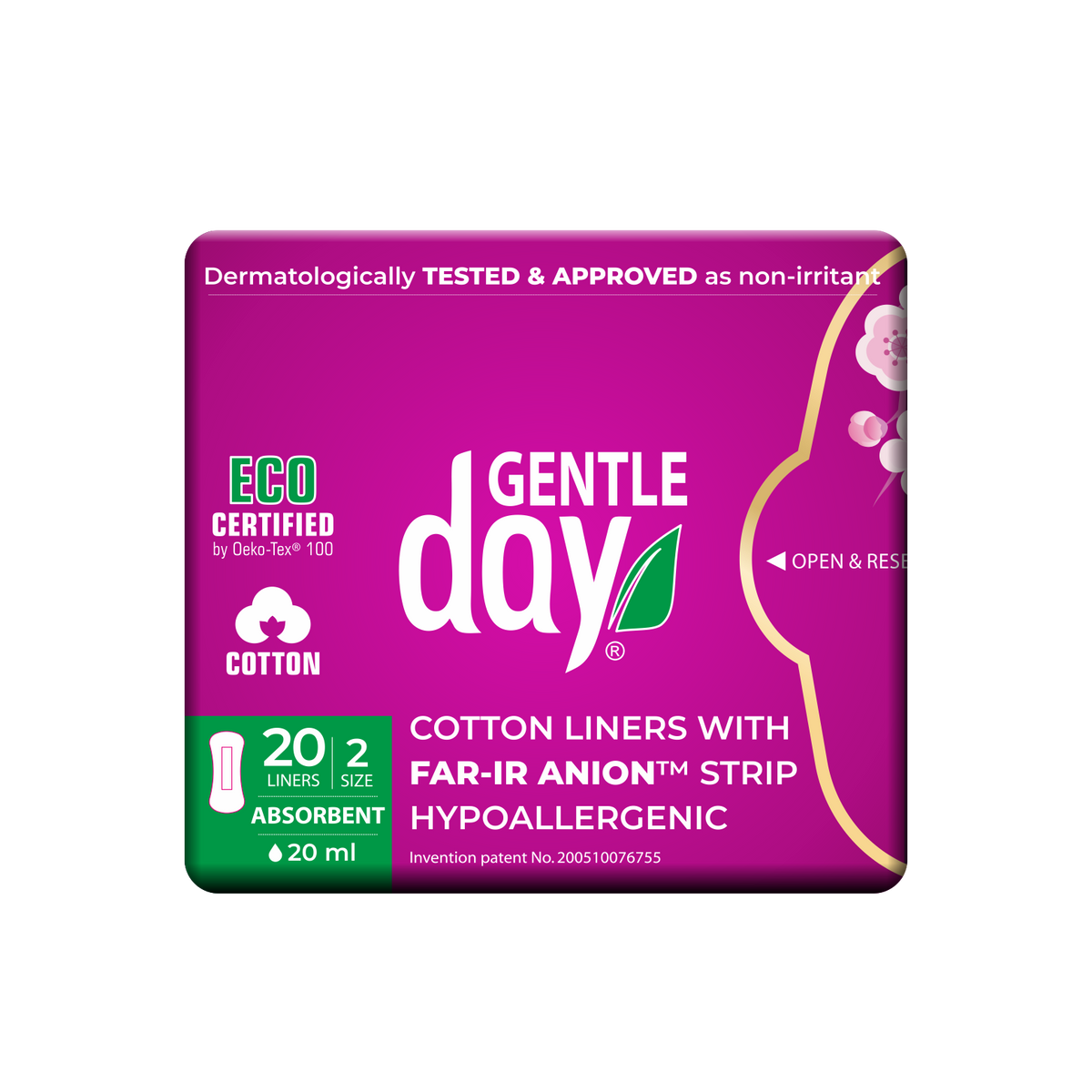 Gentle Day® Hypoallergenic Cotton Absorbent Pantyliners