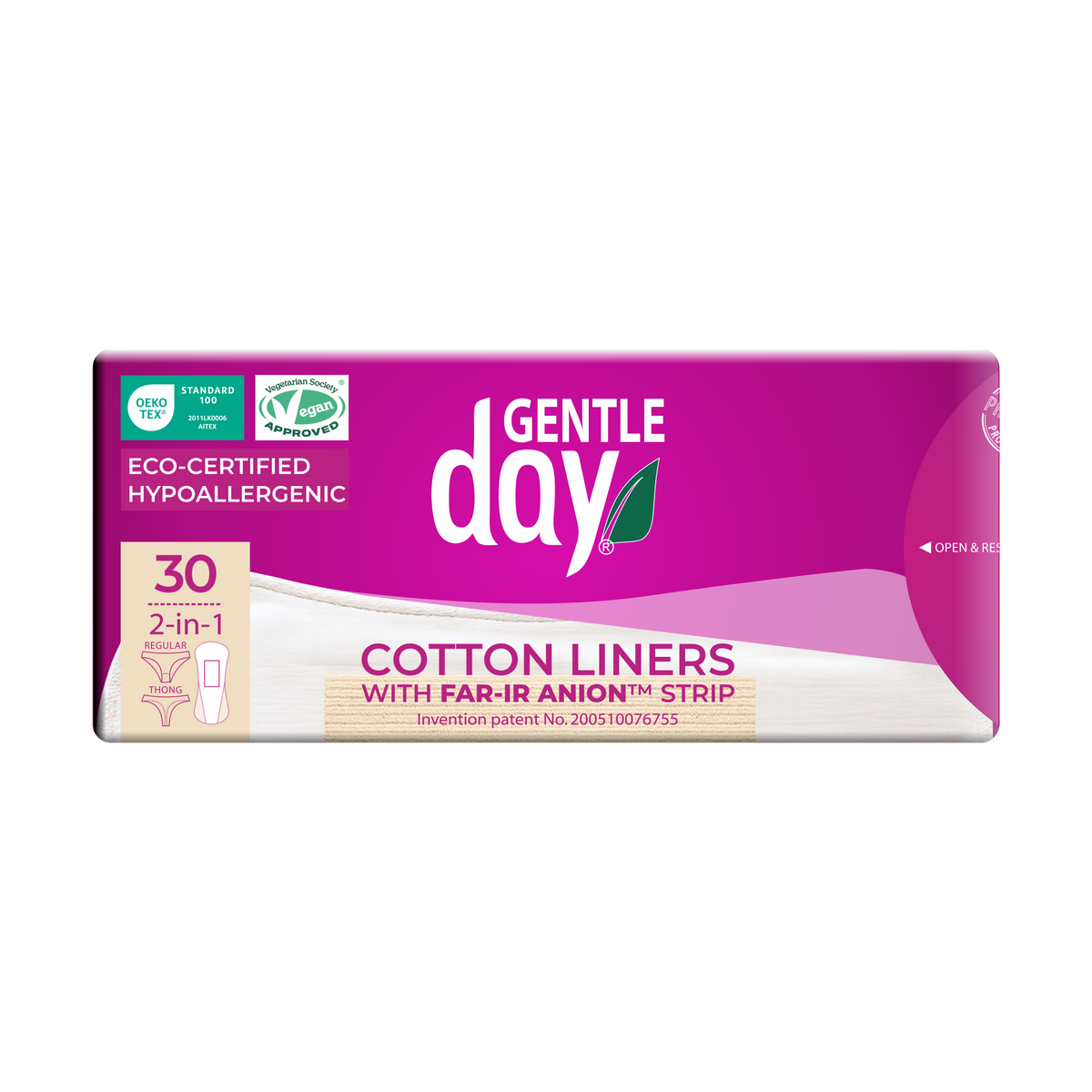 Gentle Day® Hypoallergenic Cotton Regular 2-in-1 Pantyliners·